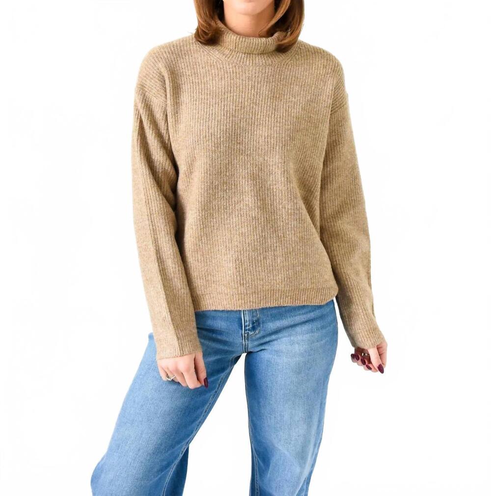 NEW KARLIE turtleneck long sleeve sweater in taupe